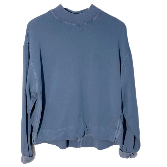 Old Navy Crop Sweatshirt Women’s Small Blue Mock Neck Drop Shoulder. - Picture 1 of 9